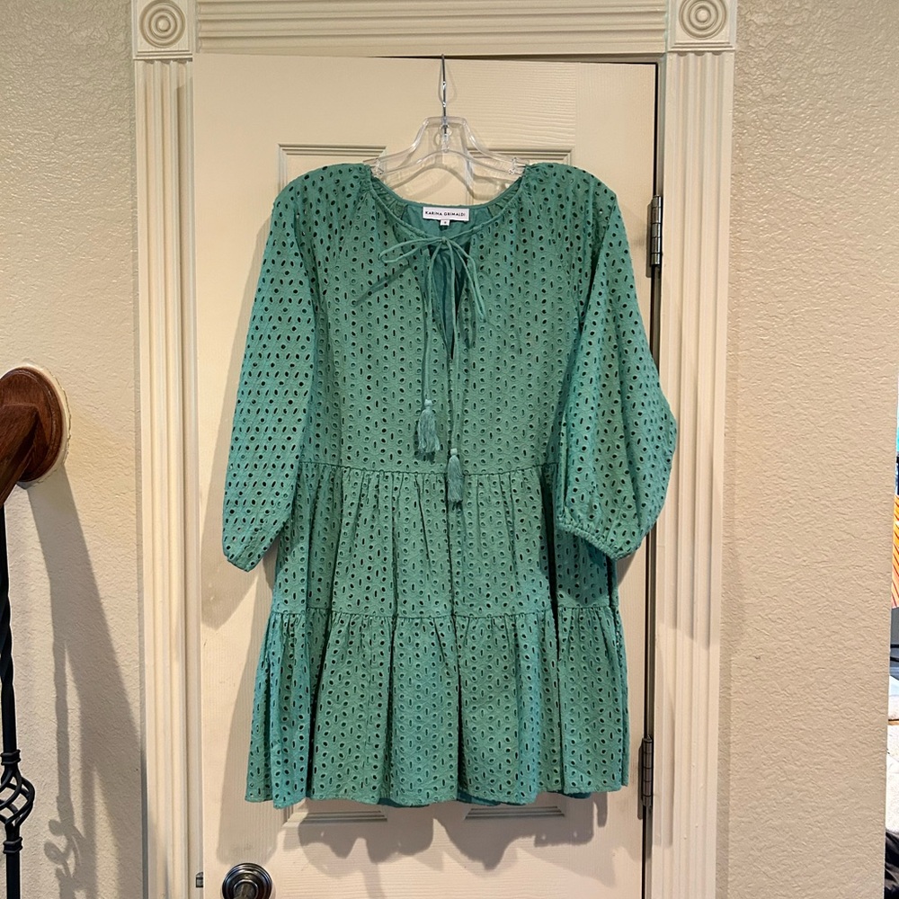 KARINA GRIMALDI mint green eyelet dress